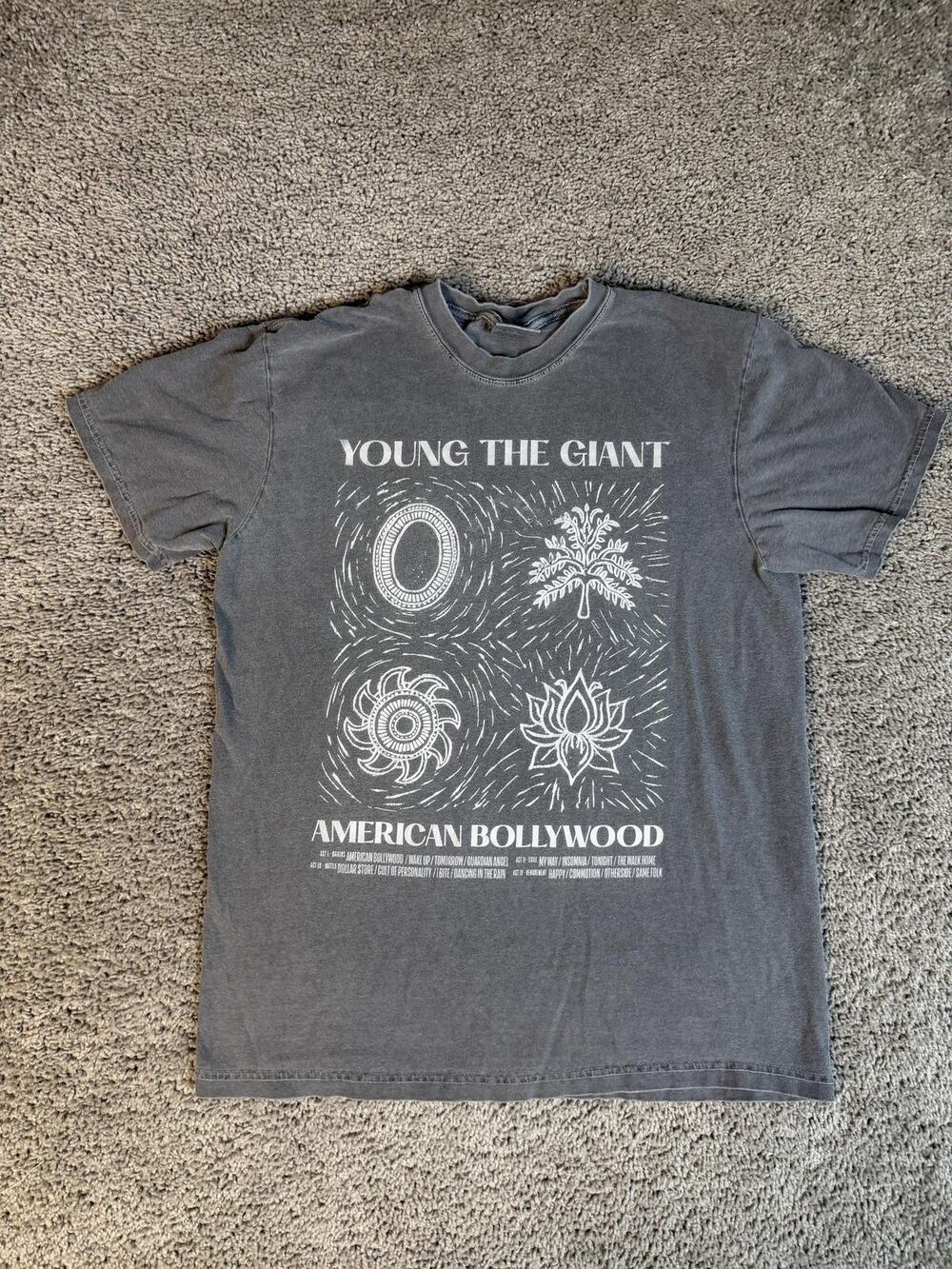 Young The Giant Shirt Mens M Gray American Bollywood 2023 Tour Crew Neck Cotton
